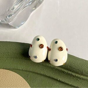 Colorful Rhinestone Enamel Stud Earrings